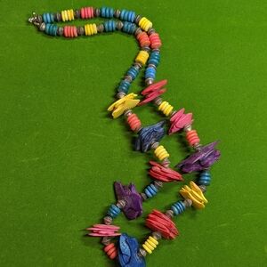Vintage Colorful Beaded Necklace, 32 inches